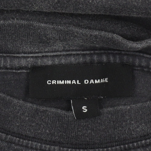Criminal Damage Men's Black Cotton Crew Neck T-Shirt Size S