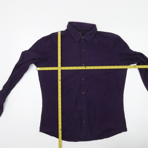 Next Men’s Purple Slim Fit Long Sleeve Cotton Button-Up Shirt Size L