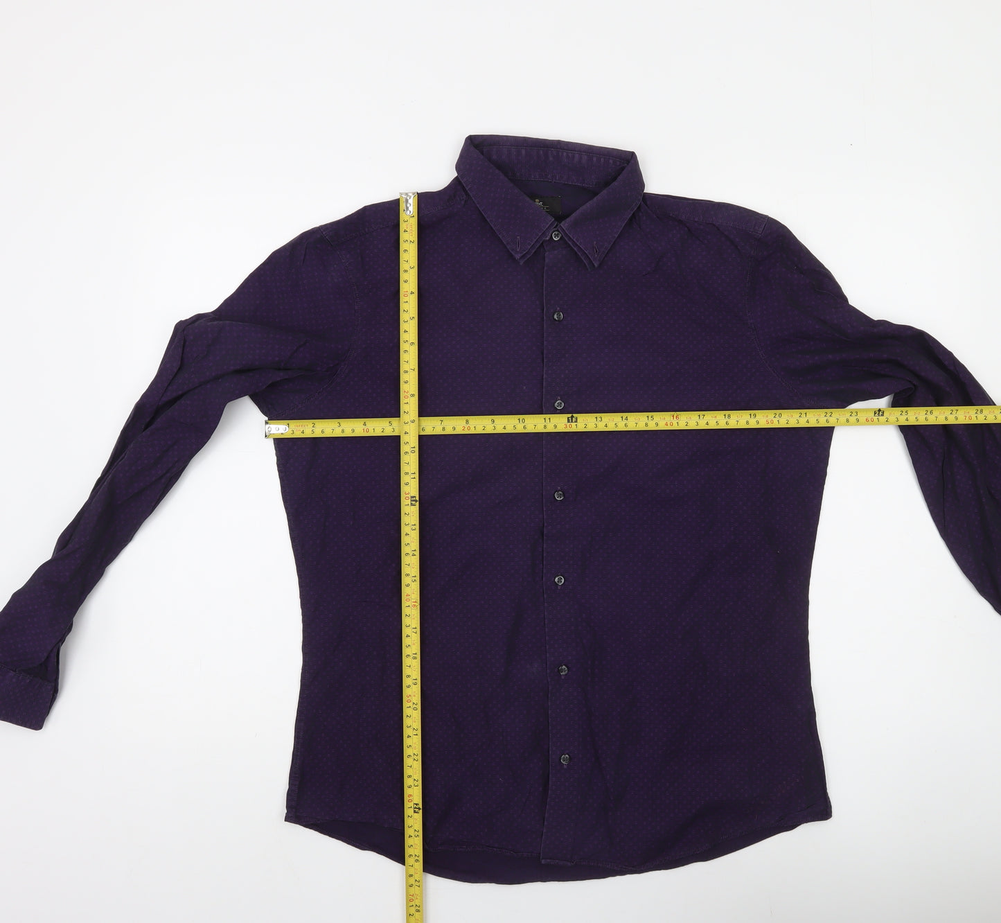 Next Men’s Purple Slim Fit Long Sleeve Cotton Button-Up Shirt Size L
