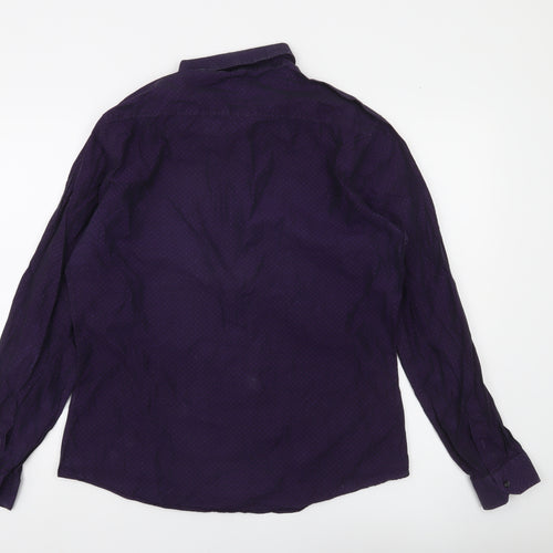 Next Men’s Purple Slim Fit Long Sleeve Cotton Button-Up Shirt Size L