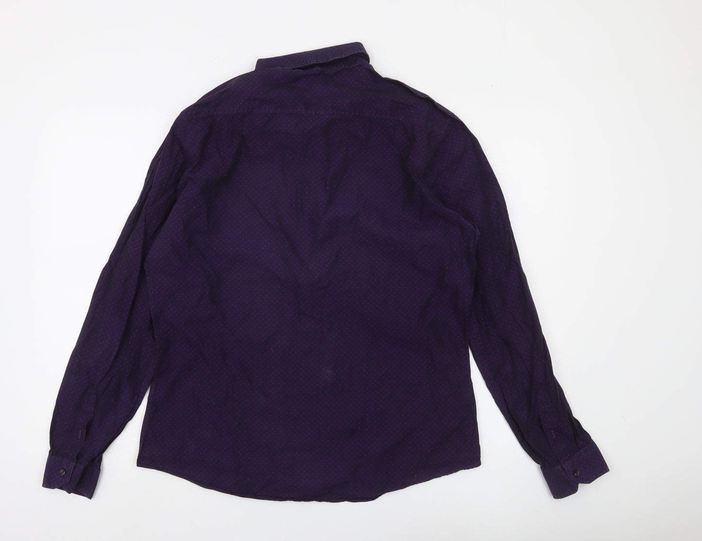 Next Men’s Purple Slim Fit Long Sleeve Cotton Button-Up Shirt Size L