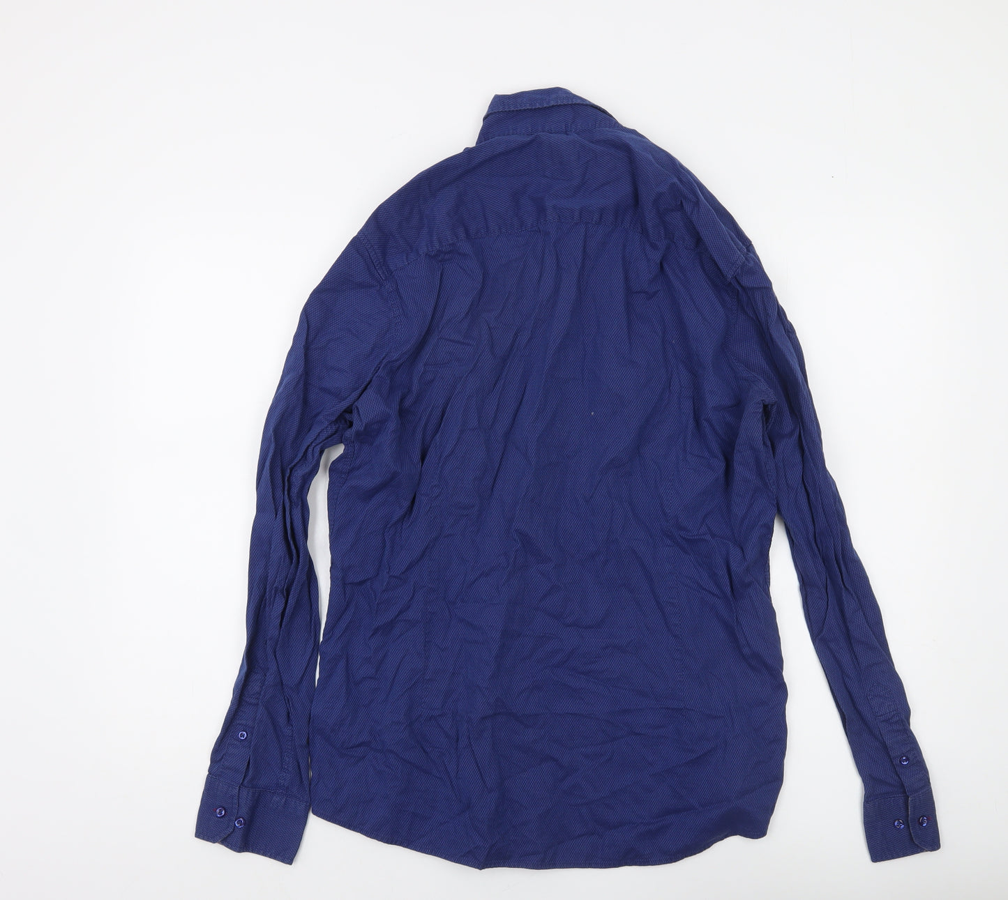 Next Men's Blue Cotton Long Sleeve Button-Up Shirt Size L