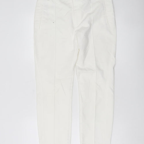 Zara Woman White Slim Tapered Trousers L Tailored Workwear