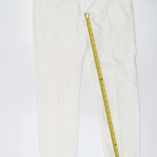 Zara Woman White Slim Tapered Trousers L Tailored Workwear