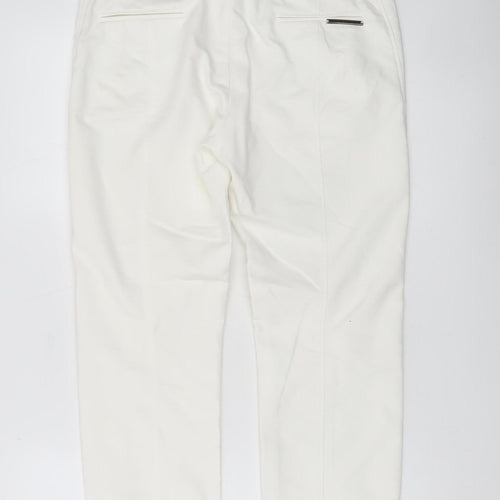 Zara Woman White Slim Tapered Trousers L Tailored Workwear