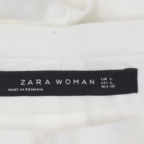 Zara Woman White Slim Tapered Trousers L Tailored Workwear