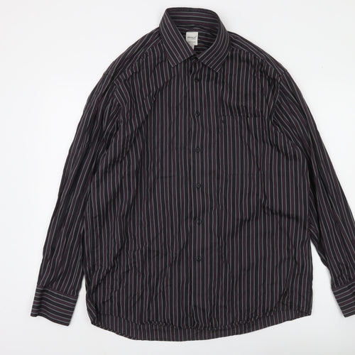 Remus Uomo Men's Black Striped Cotton Long Sleeve Button-Up Shirt 17/43