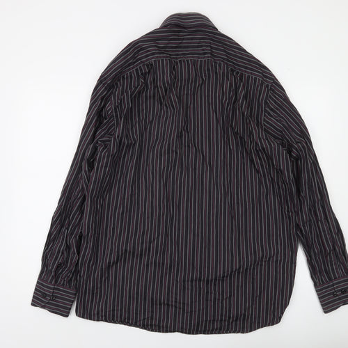 Remus Uomo Men's Black Striped Cotton Long Sleeve Button-Up Shirt 17/43