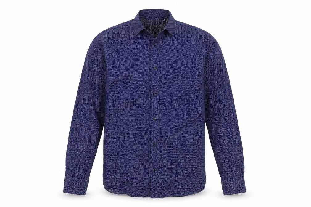 Dunnes Stores Men's Blue Slim Fit Long Sleeve Button-Up Shirt Size L