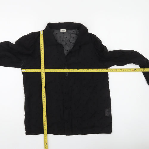 Pimkie Womens Black Sheer Polka Dot Chiffon Long Sleeve Blouse Size 6