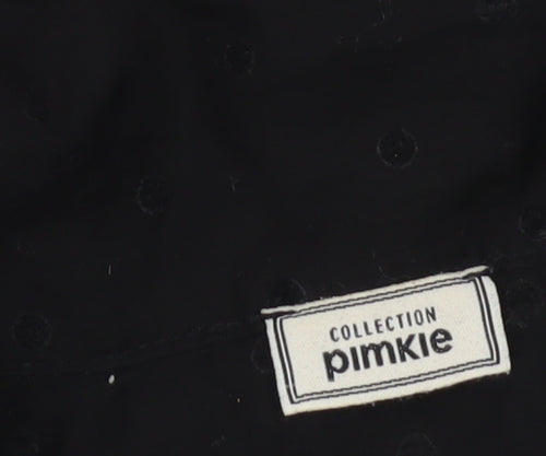Pimkie Womens Black Sheer Polka Dot Chiffon Long Sleeve Blouse Size 6