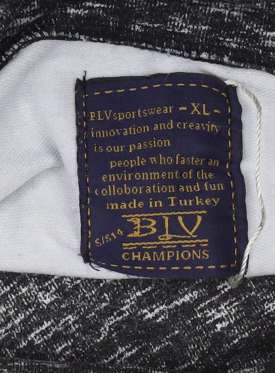 BIGLIVER Men's Grey High Neck Pullover Sweatshirt XL Logo Zip Pockets