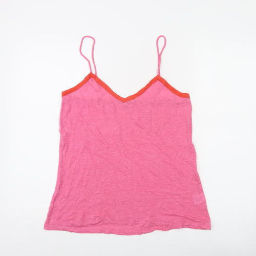 Hush Womens Pink Camisole Linen Top Size S Spaghetti Strap Summer