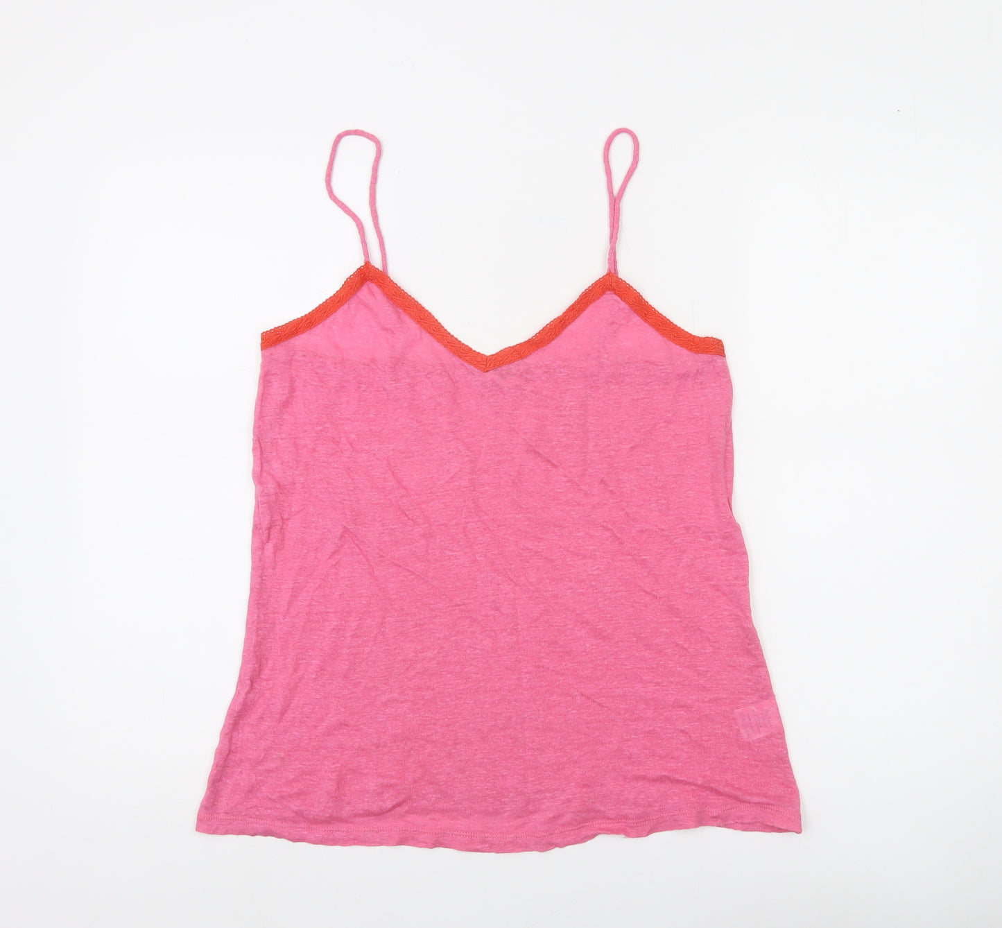 Hush Womens Pink Camisole Linen Top Size S Spaghetti Strap Summer