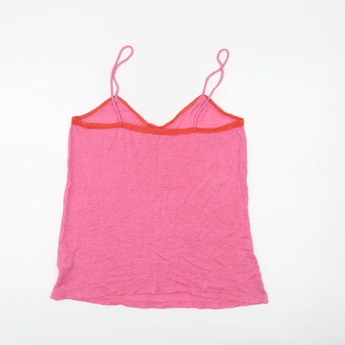Hush Womens Pink Camisole Linen Top Size S Spaghetti Strap Summer