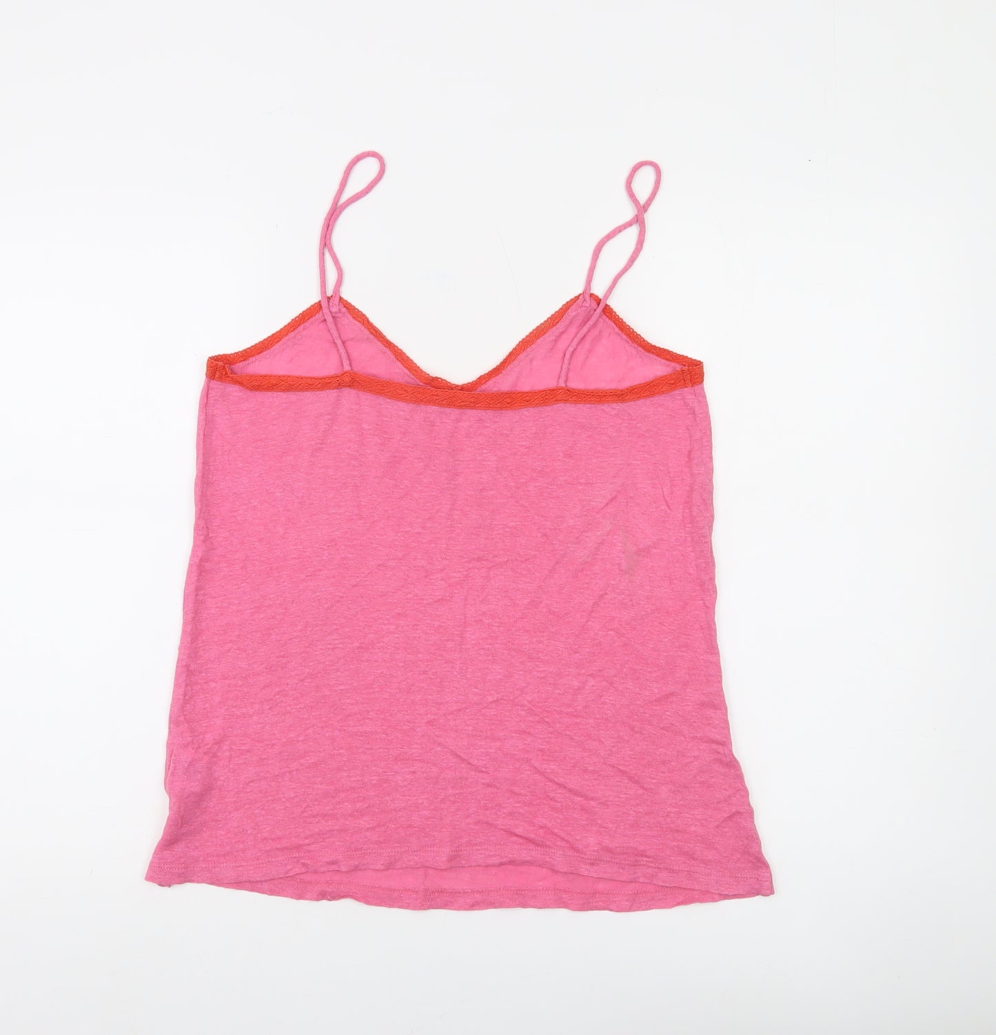 Hush Womens Pink Camisole Linen Top Size S Spaghetti Strap Summer