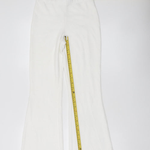 H&M Divided Womens White Flared Fleece Trousers Size 2XS