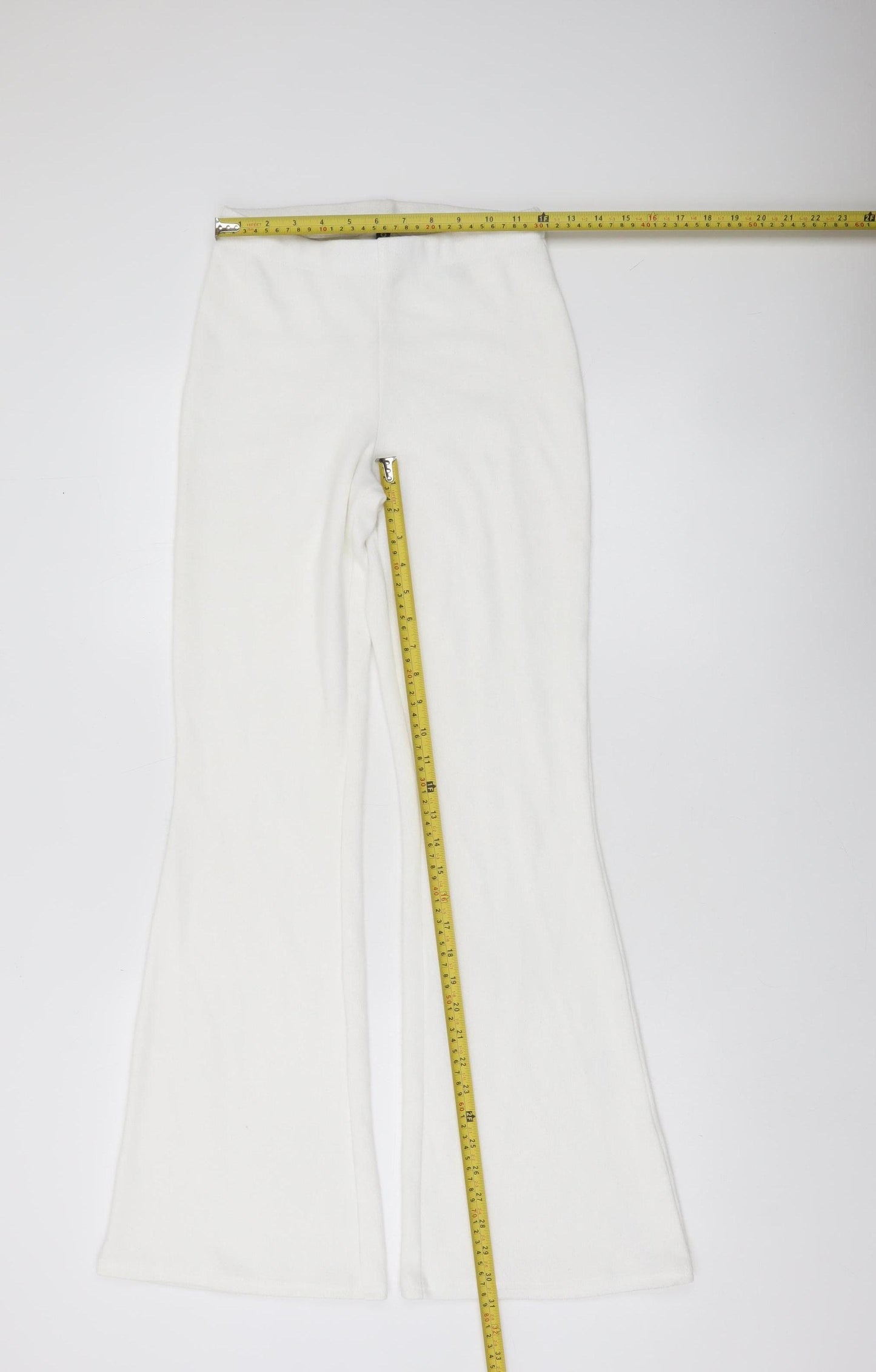 H&M Divided Womens White Flared Fleece Trousers Size 2XS