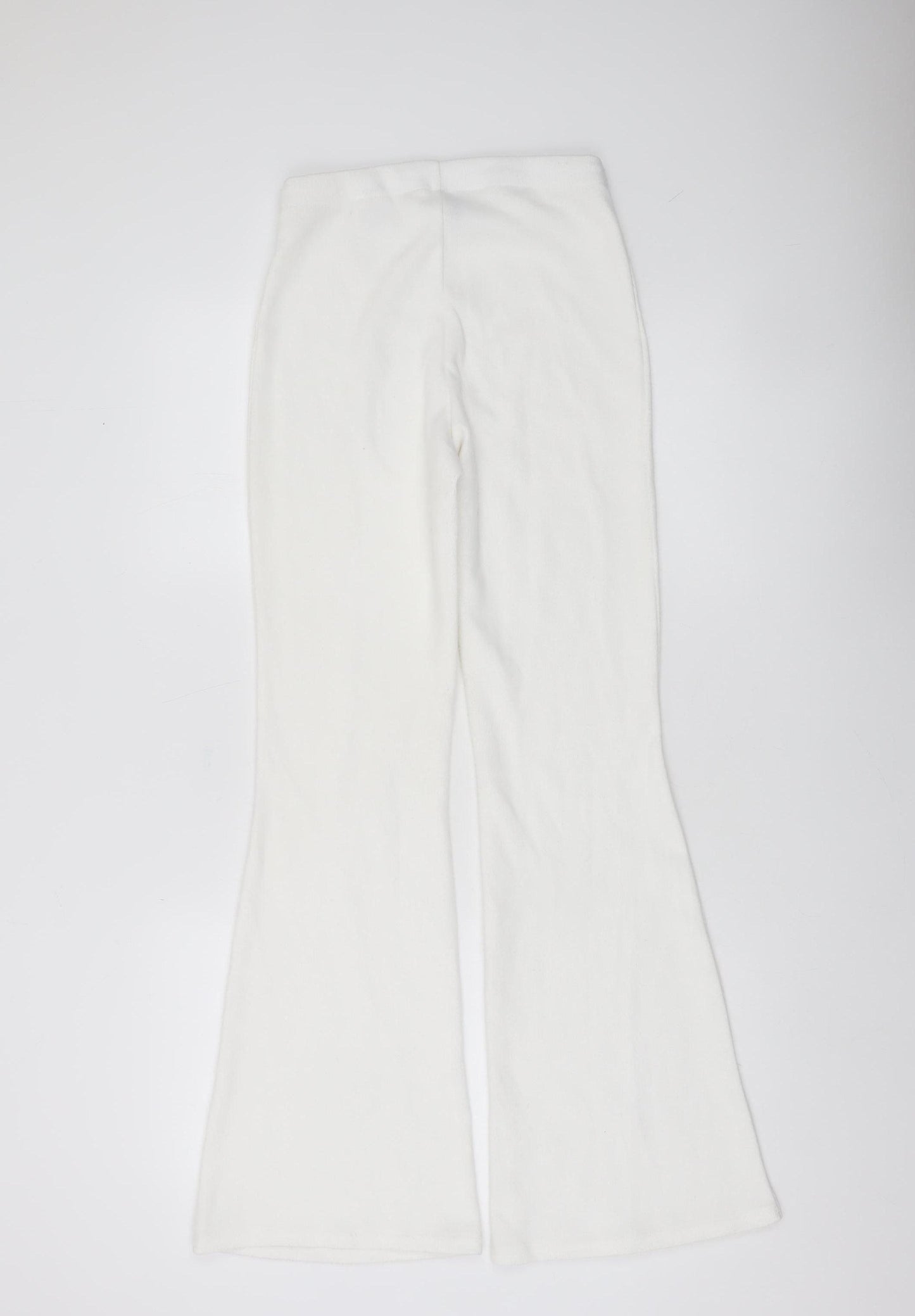H&M Divided Womens White Flared Fleece Trousers Size 2XS