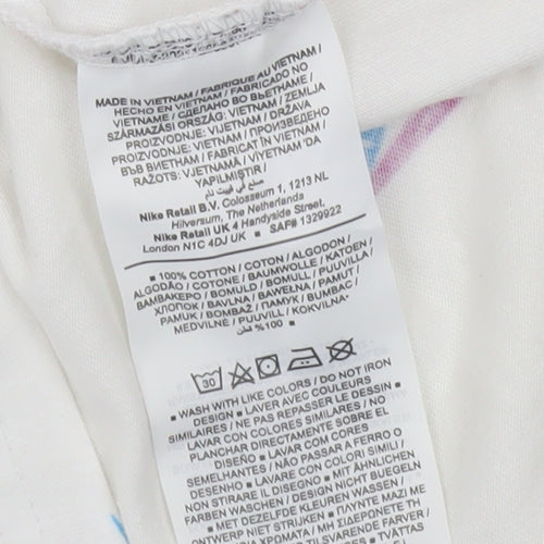 Nike Men's White Loose Fit Graphic Print T-Shirt Small