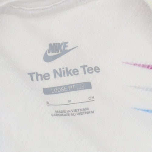 Nike Men's White Loose Fit Graphic Print T-Shirt Small