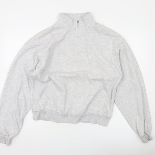 ASOS Design Women's Grey 1/4 Zip Sweatshirt UK 8 Cotton Blend