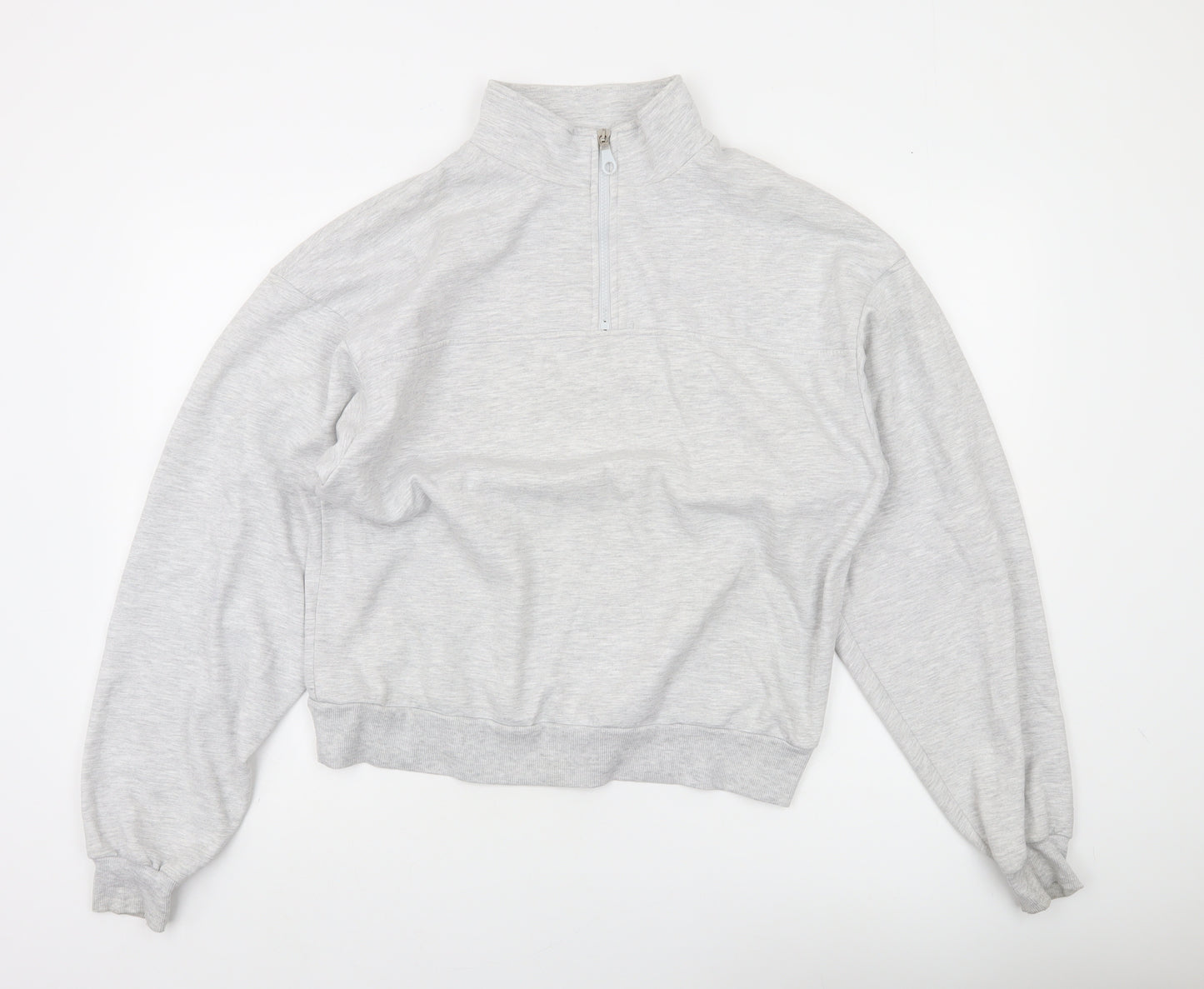 ASOS Design Women's Grey 1/4 Zip Sweatshirt UK 8 Cotton Blend