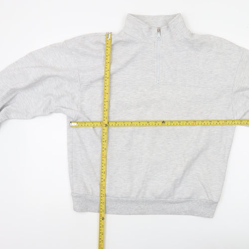 ASOS Design Women's Grey 1/4 Zip Sweatshirt UK 8 Cotton Blend