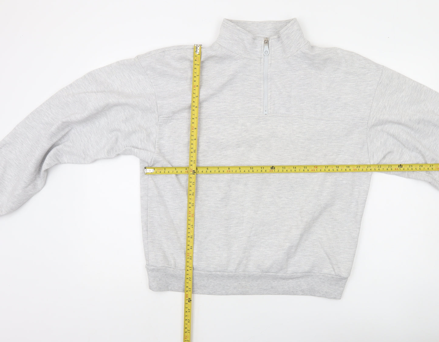 ASOS Design Women's Grey 1/4 Zip Sweatshirt UK 8 Cotton Blend