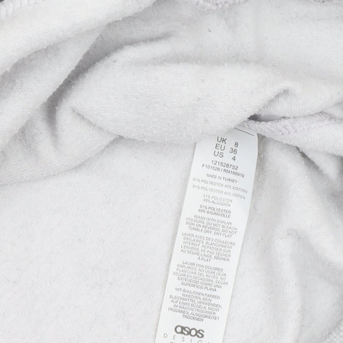 ASOS Design Women's Grey 1/4 Zip Sweatshirt UK 8 Cotton Blend