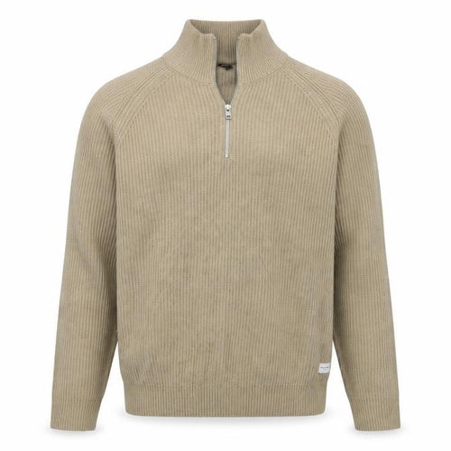 Jack & Jones Men’s Beige XL 1/2 Zip High Neck Knit Jumper