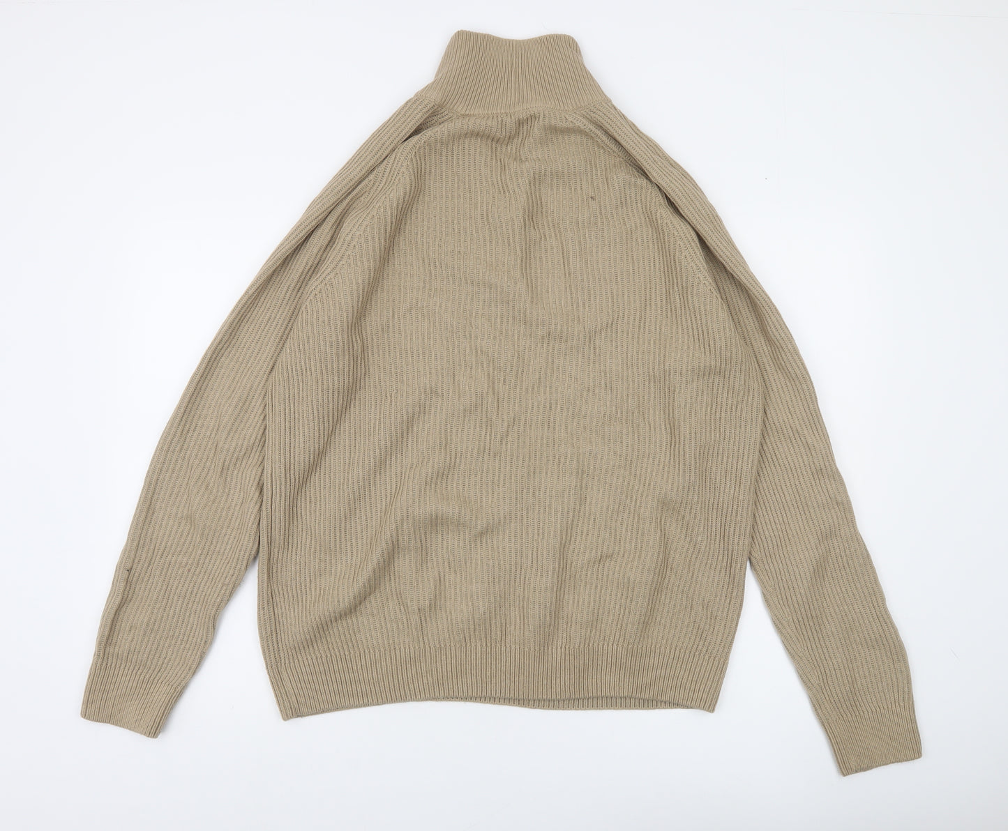 Jack & Jones Men’s Beige XL 1/2 Zip High Neck Knit Jumper