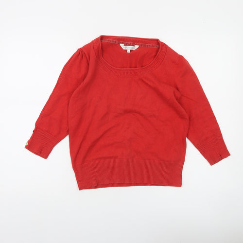 Rocha John Rocha Women’s Red Cotton 3/4 Sleeve Scoop Neck Jumper Size 12