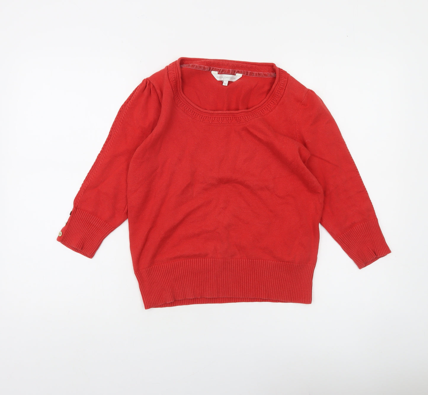 Rocha John Rocha Women’s Red Cotton 3/4 Sleeve Scoop Neck Jumper Size 12