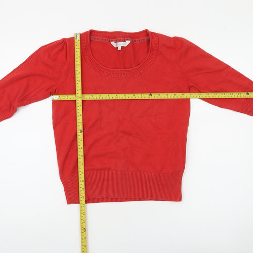Rocha John Rocha Women’s Red Cotton 3/4 Sleeve Scoop Neck Jumper Size 12