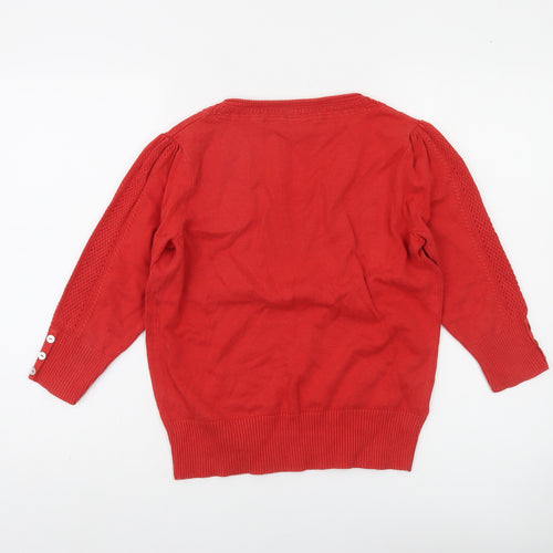 Rocha John Rocha Women’s Red Cotton 3/4 Sleeve Scoop Neck Jumper Size 12