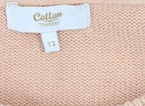 Cotton Traders Womens Pink Crew Neck Long Sleeve Jumper Size 12