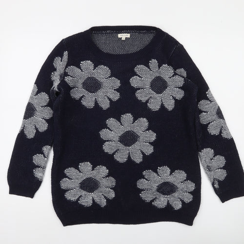 River Island Women’s Blue Floral Knit Jumper Size 6