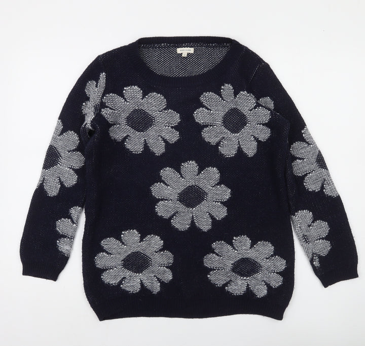 River Island Women’s Blue Floral Knit Jumper Size 6