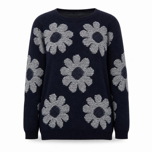 River Island Women’s Blue Floral Knit Jumper Size 6