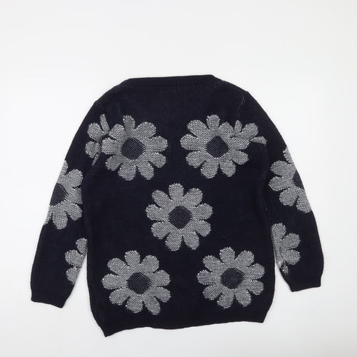 River Island Women’s Blue Floral Knit Jumper Size 6