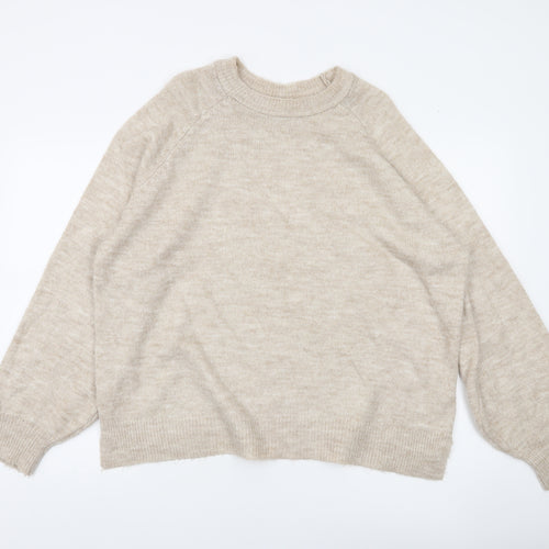 Pull&Bear Women’s Beige Knit Crew Neck Jumper Size 8