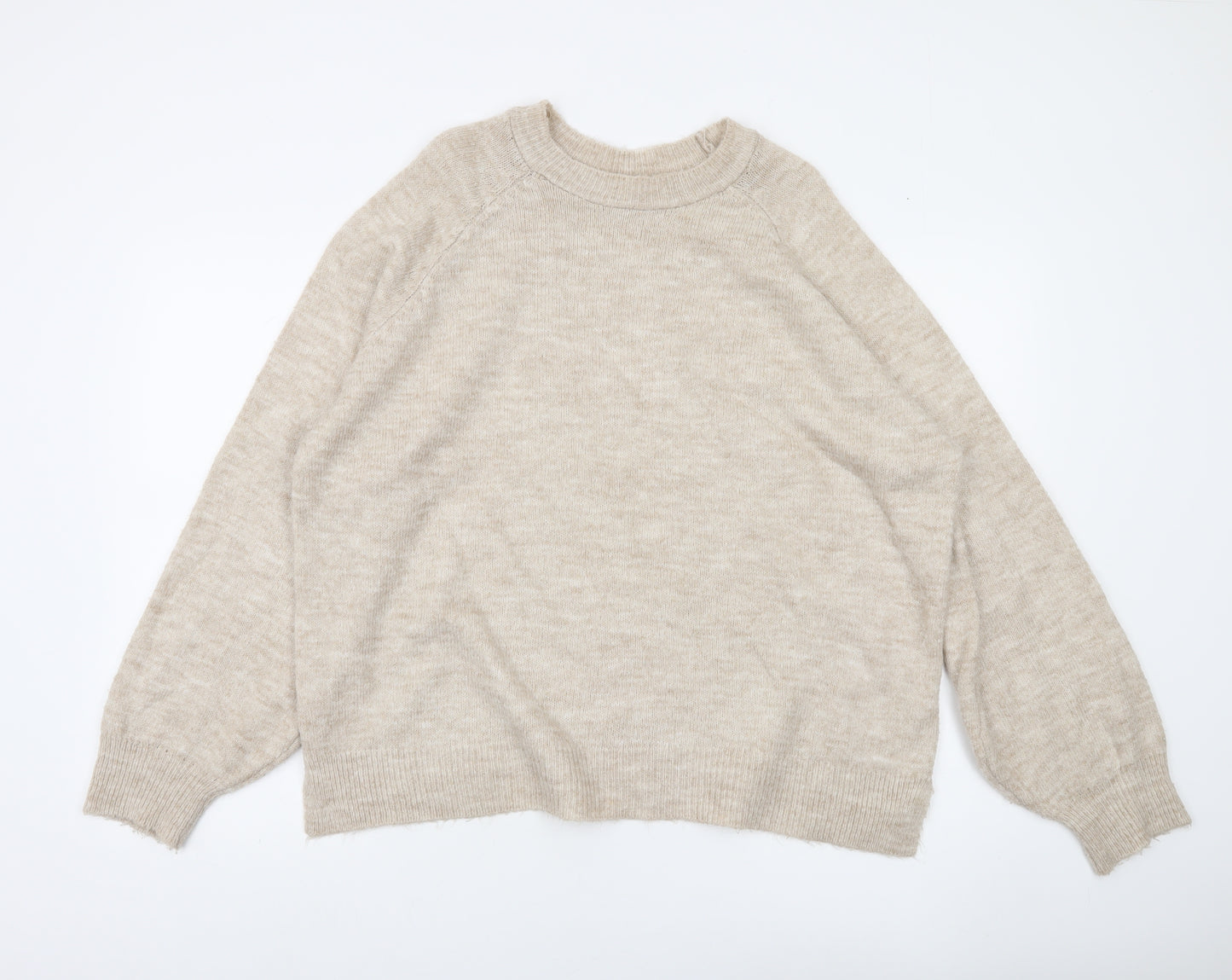 Pull&Bear Women’s Beige Knit Crew Neck Jumper Size 8