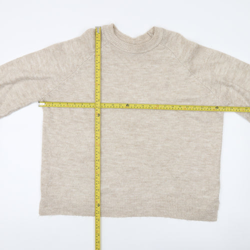Pull&Bear Women’s Beige Knit Crew Neck Jumper Size 8