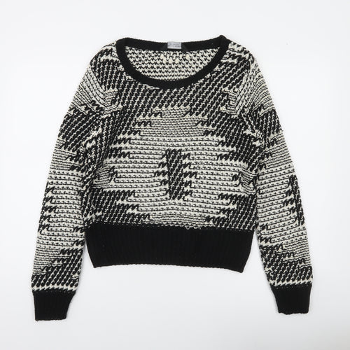Dorothy Perkins Womens Black White Geometric Knit Jumper Size 12