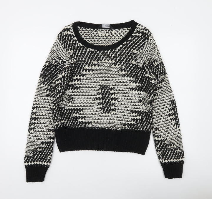 Dorothy Perkins Womens Black White Geometric Knit Jumper Size 12