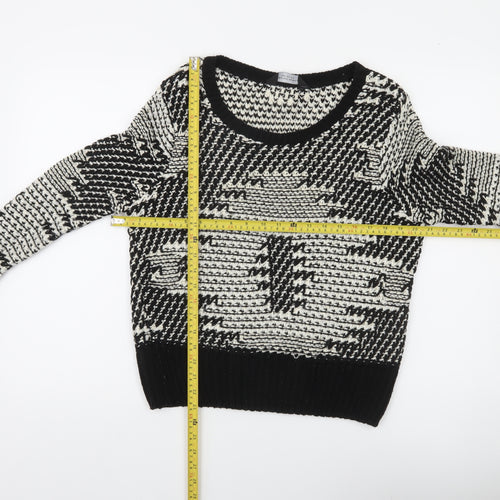 Dorothy Perkins Womens Black White Geometric Knit Jumper Size 12