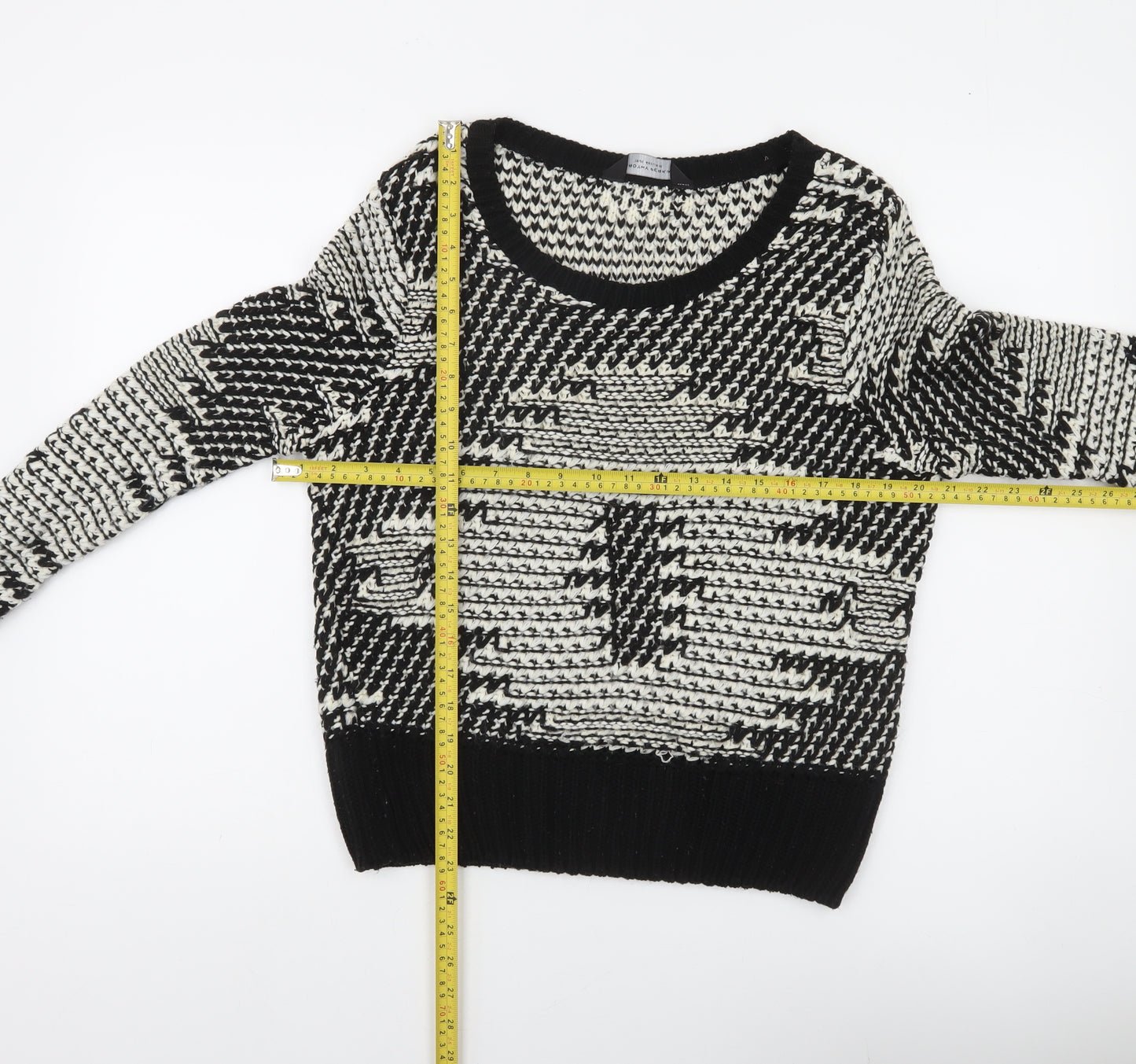 Dorothy Perkins Womens Black White Geometric Knit Jumper Size 12
