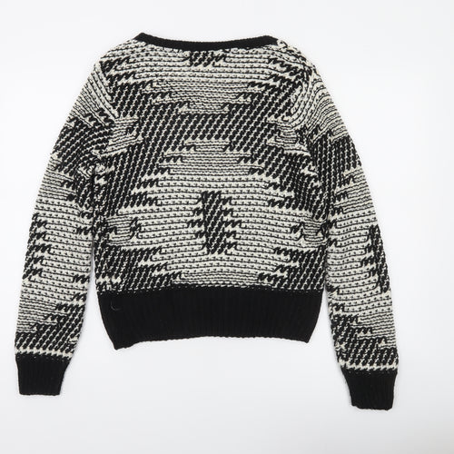 Dorothy Perkins Womens Black White Geometric Knit Jumper Size 12