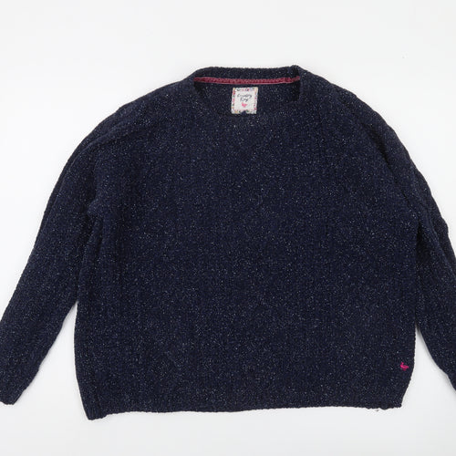 Country Rose Women's Blue Glitter Knit Pullover Jumper Size M